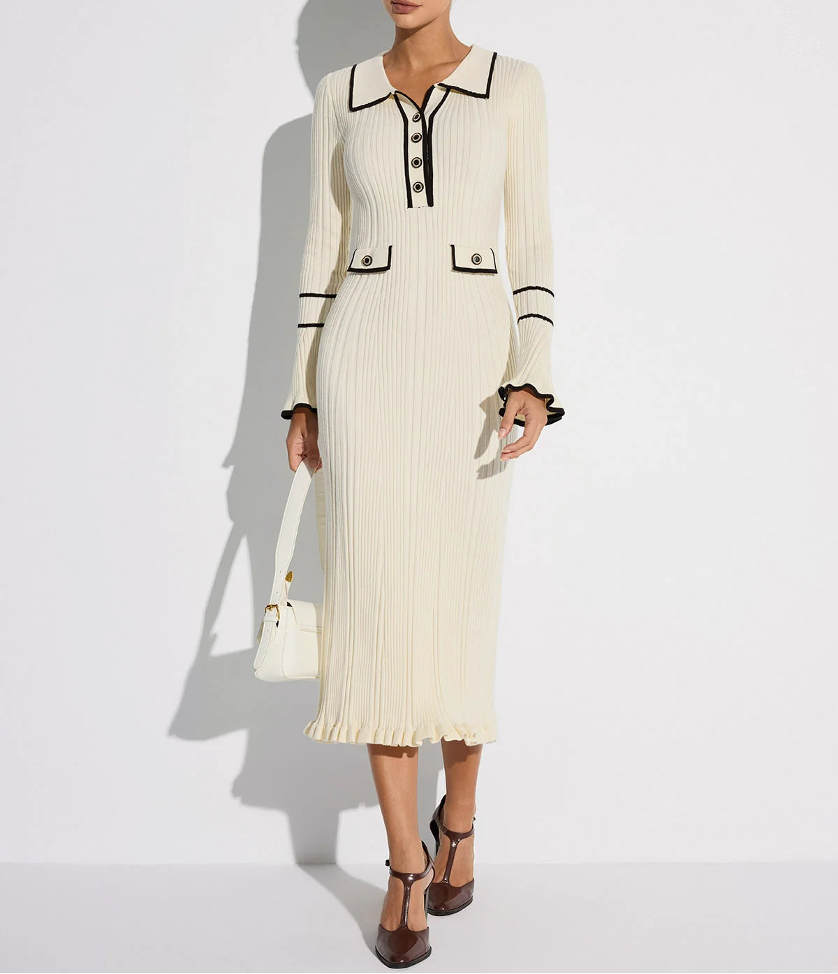 Nerissa | Women's Contrast Trim Sweater Dress