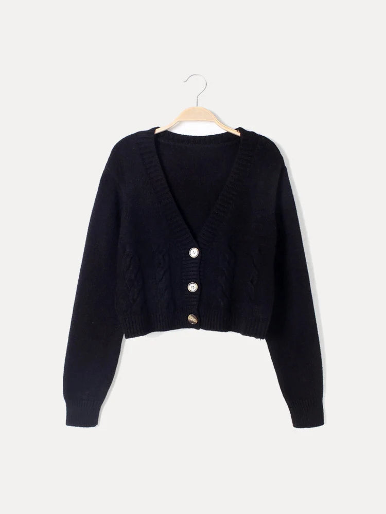 Delphine | Women's Cropped Cable Knit Cardigan