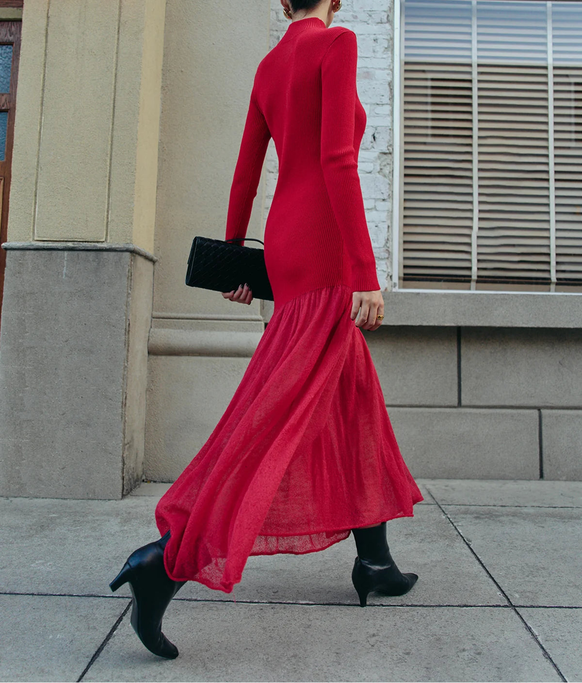 Sorelia | Women's Mock Neck Pleated Sweater Dress