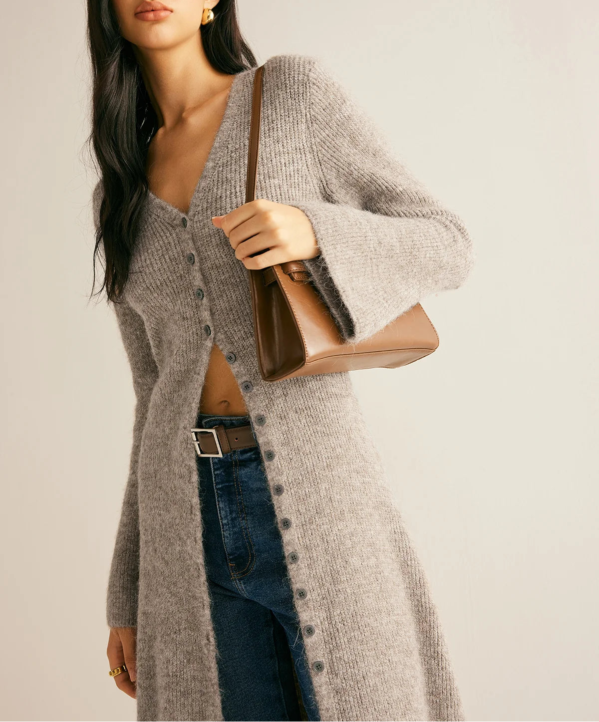 Lorena | Women's V-Neck Button Sweater Dress