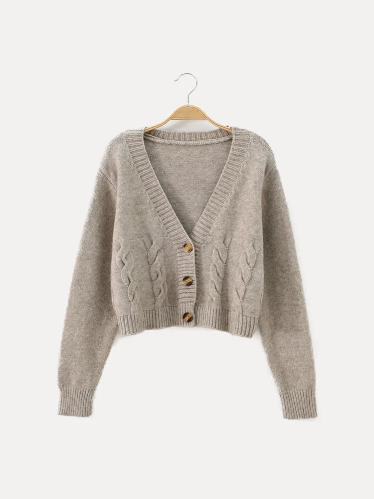 Delphine | Women's Cropped Cable Knit Cardigan