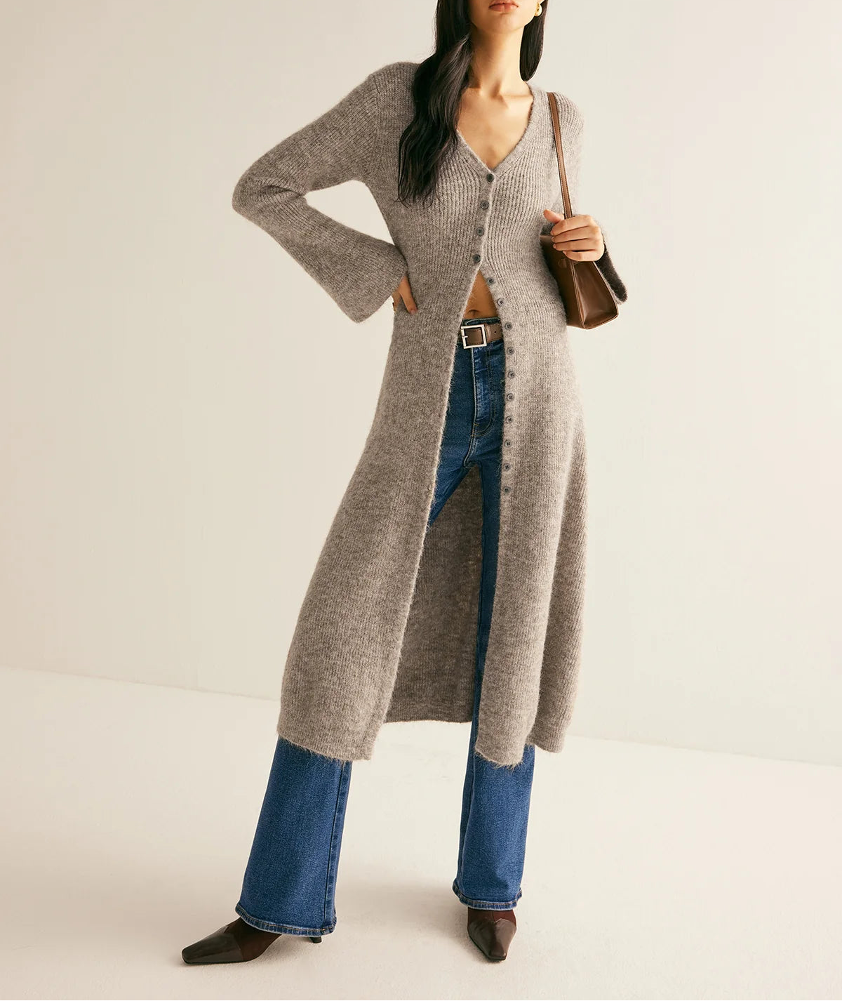 Lorena | Women's V-Neck Button Sweater Dress
