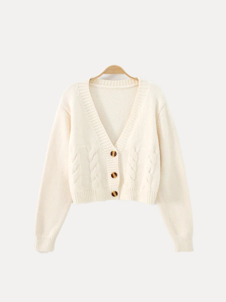 Delphine | Women's Cropped Cable Knit Cardigan