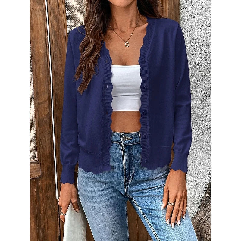 Maribel | Women's Scalloped V-Neck Cardigan