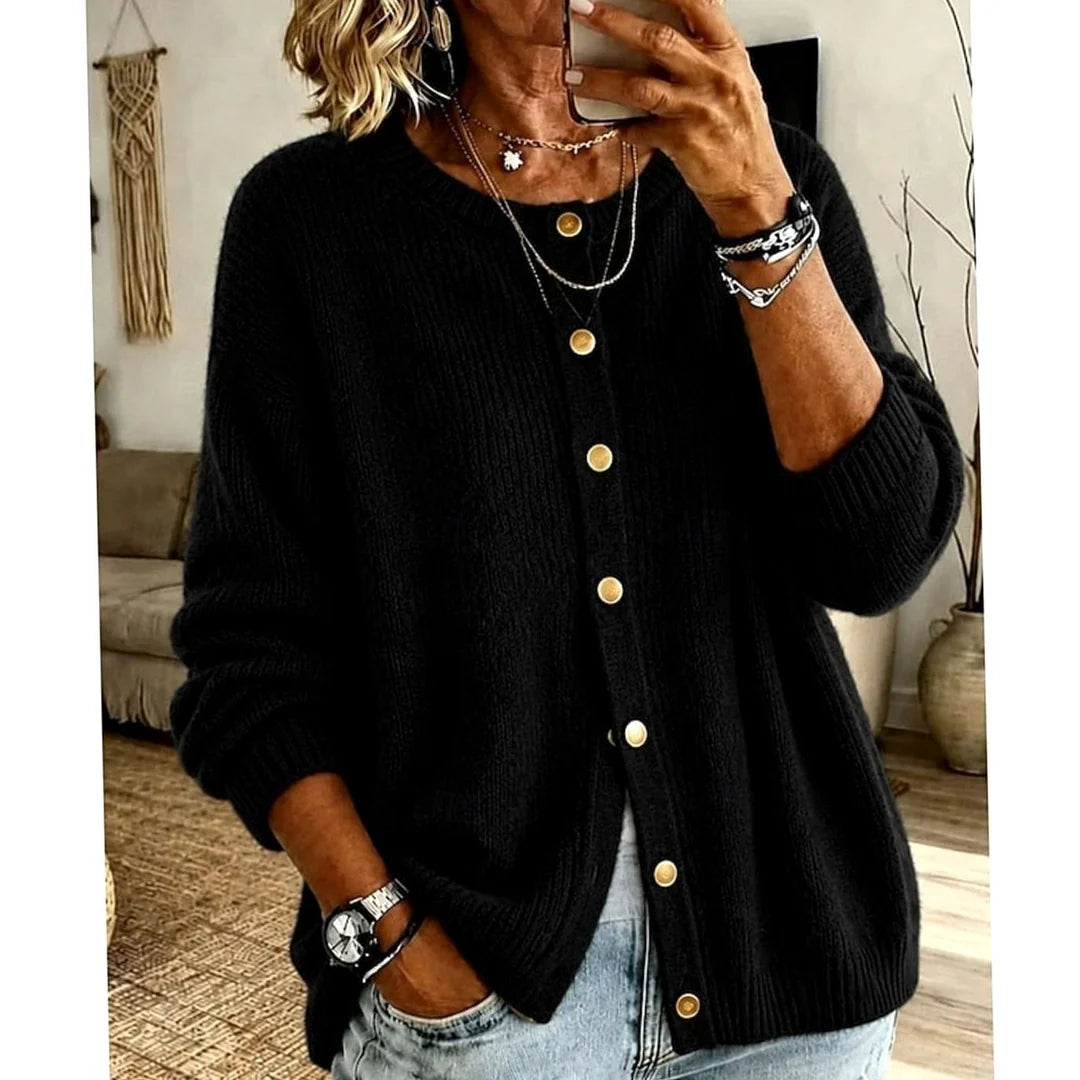 Annelise | Women's Gold Button Knit Cardigan