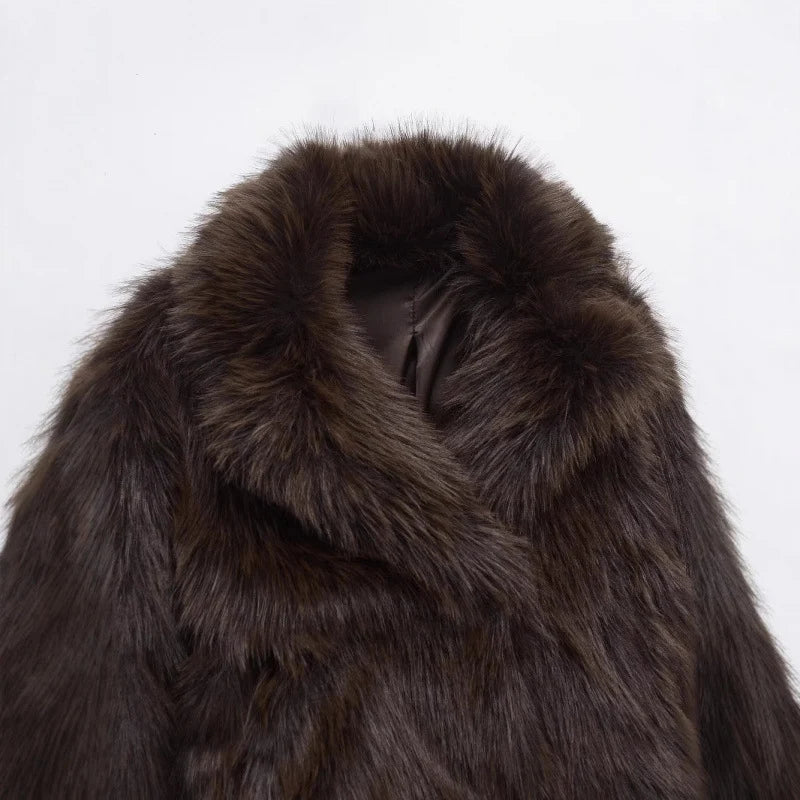 Liorenne | Women's Faux Fur Coat with Plush Collar