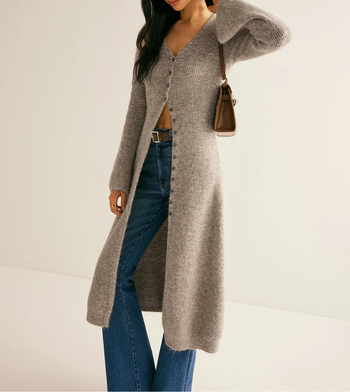 Lorena | Women's V-Neck Button Sweater Dress