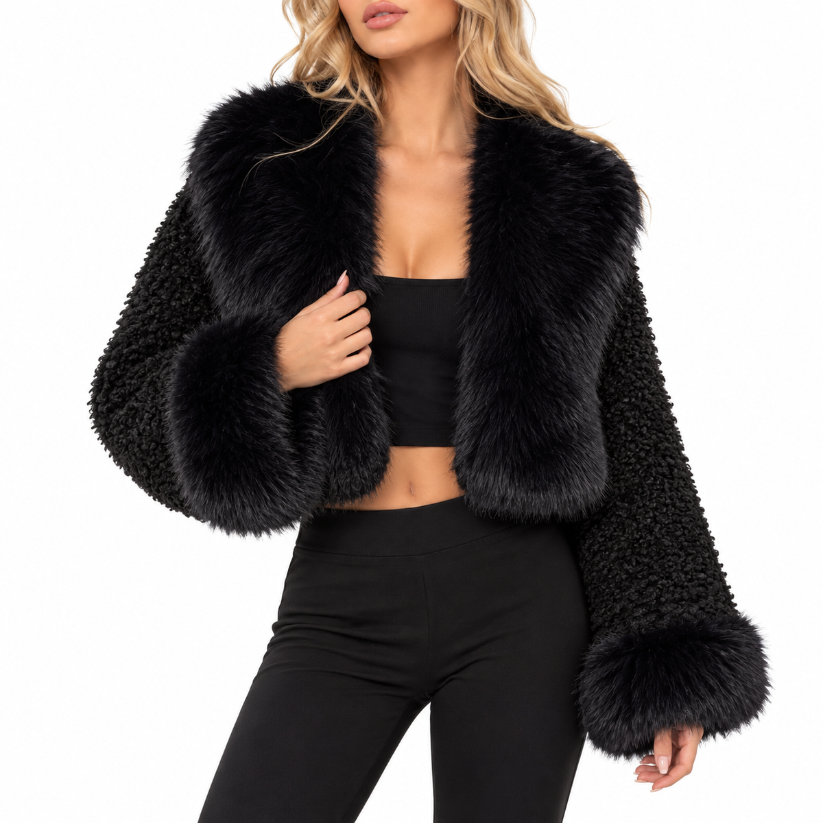 Isaline | Women's Faux Fur Coat with Oversized Hood