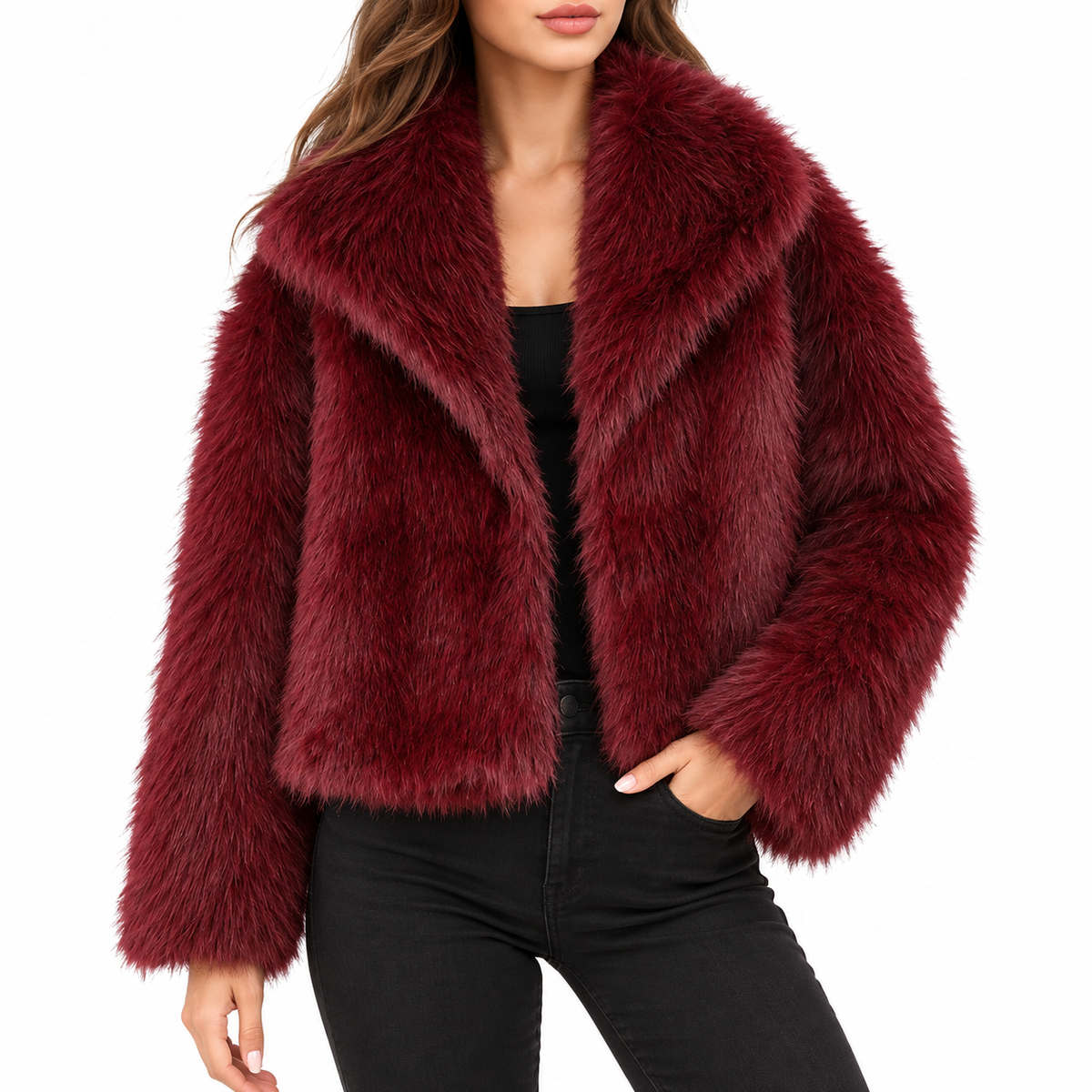 Celianne | Women's Faux Fur Coat with Statement Collar