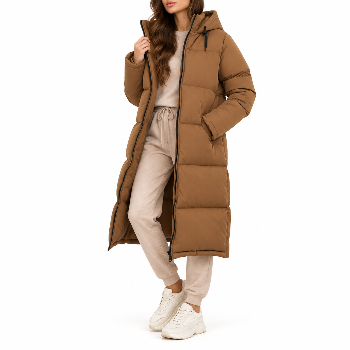 Aurelia | Women's Long Puffer Coat with Drawstring Hood