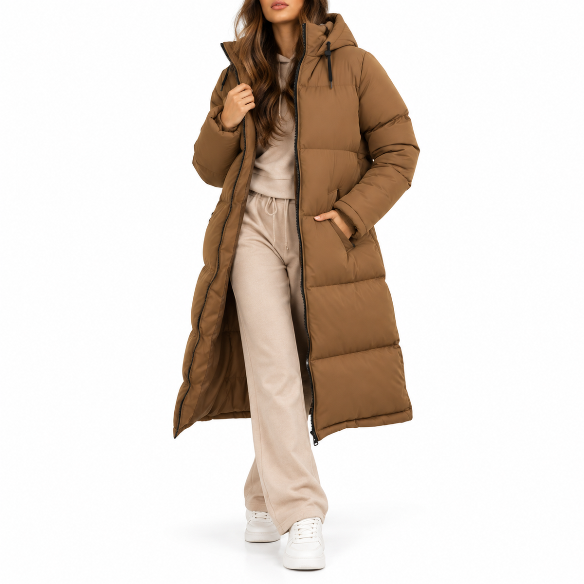 Aurelia | Women's Long Puffer Coat with Drawstring Hood