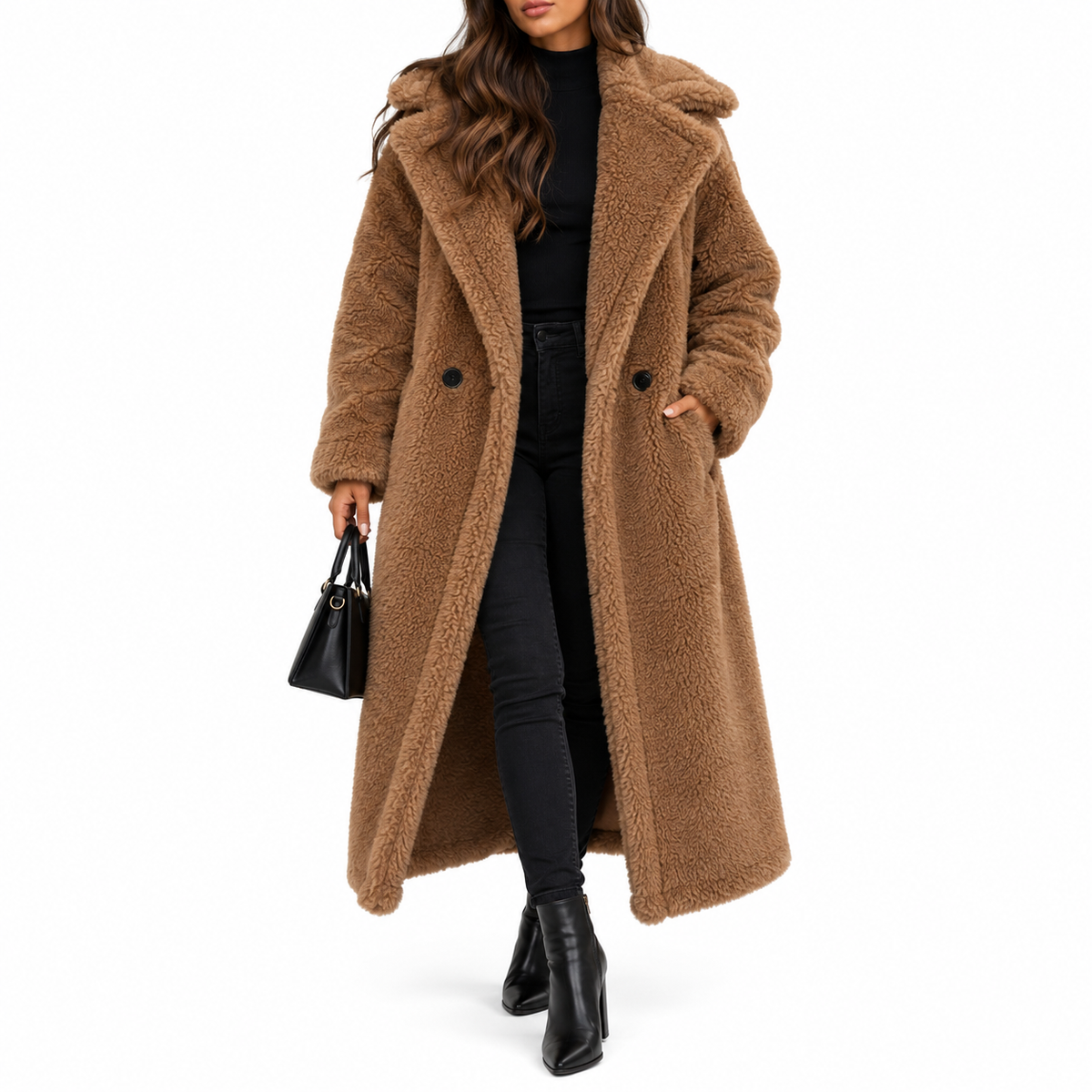 Tavielle | Women's Faux Fur Coat with Teddy Texture