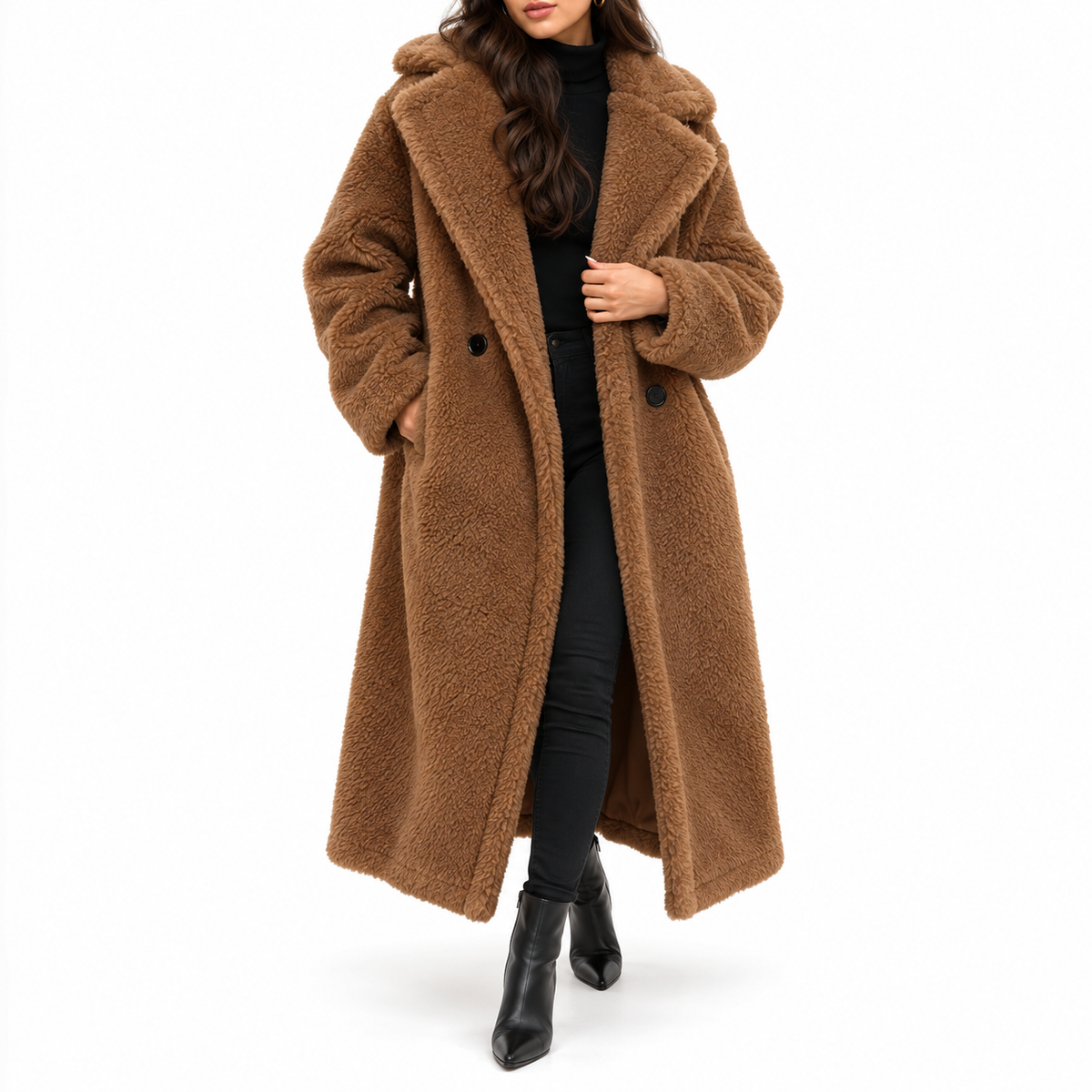 Tavielle | Women's Faux Fur Coat with Teddy Texture