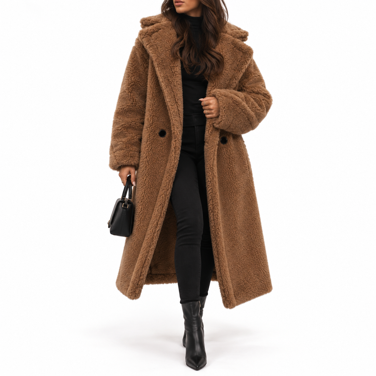 Tavielle | Women's Faux Fur Coat with Teddy Texture