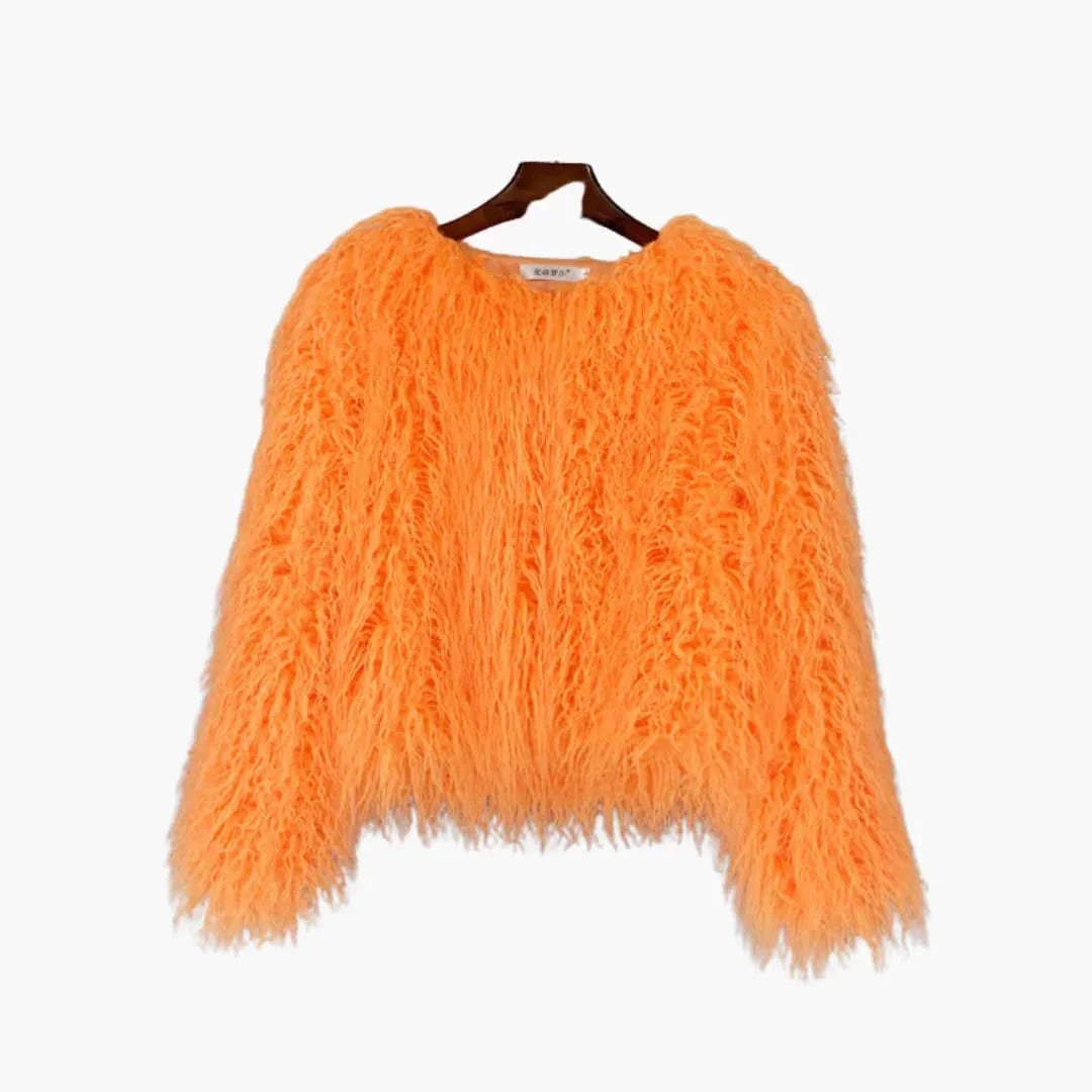 Lunessa | Women's Faux Fur Coat with Textured Finish