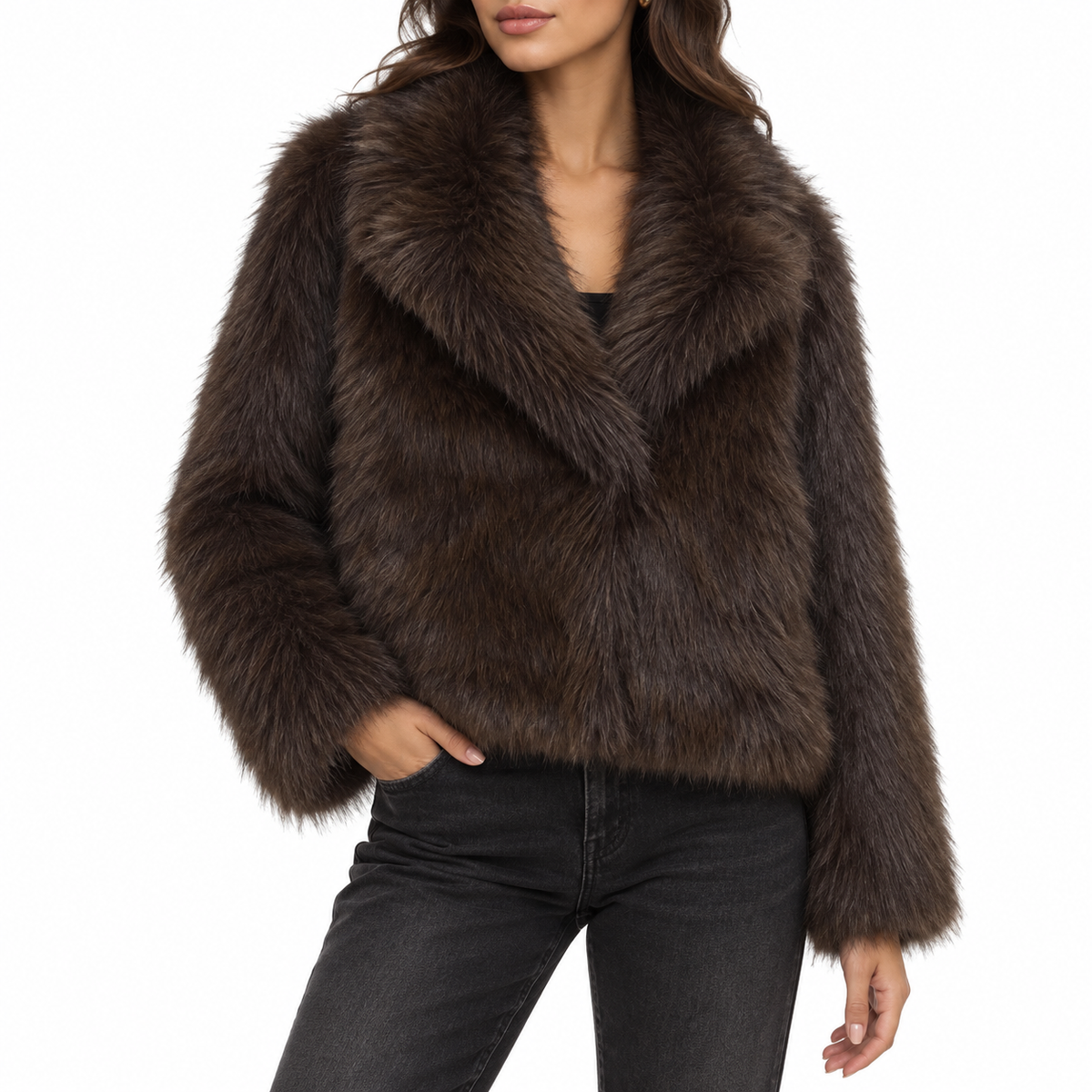 Liorenne | Women's Faux Fur Coat with Plush Collar