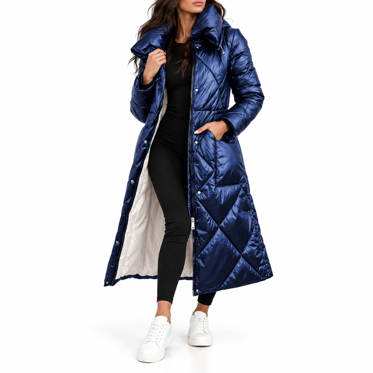 Cerynne | Women's Long Puffer Coat with Stand Collar