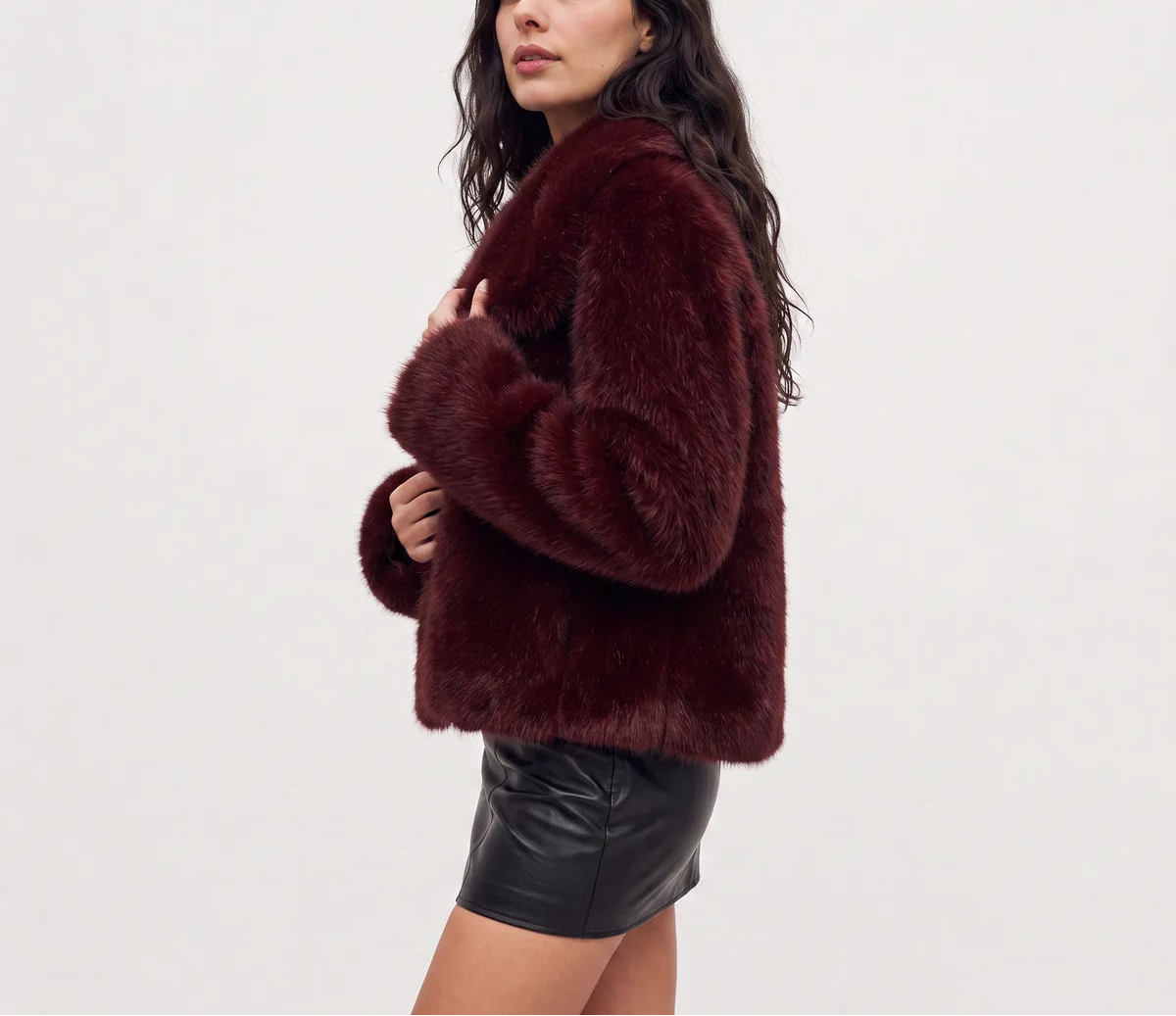 Maevine | Women's Faux Fur Coat with Wide Collar