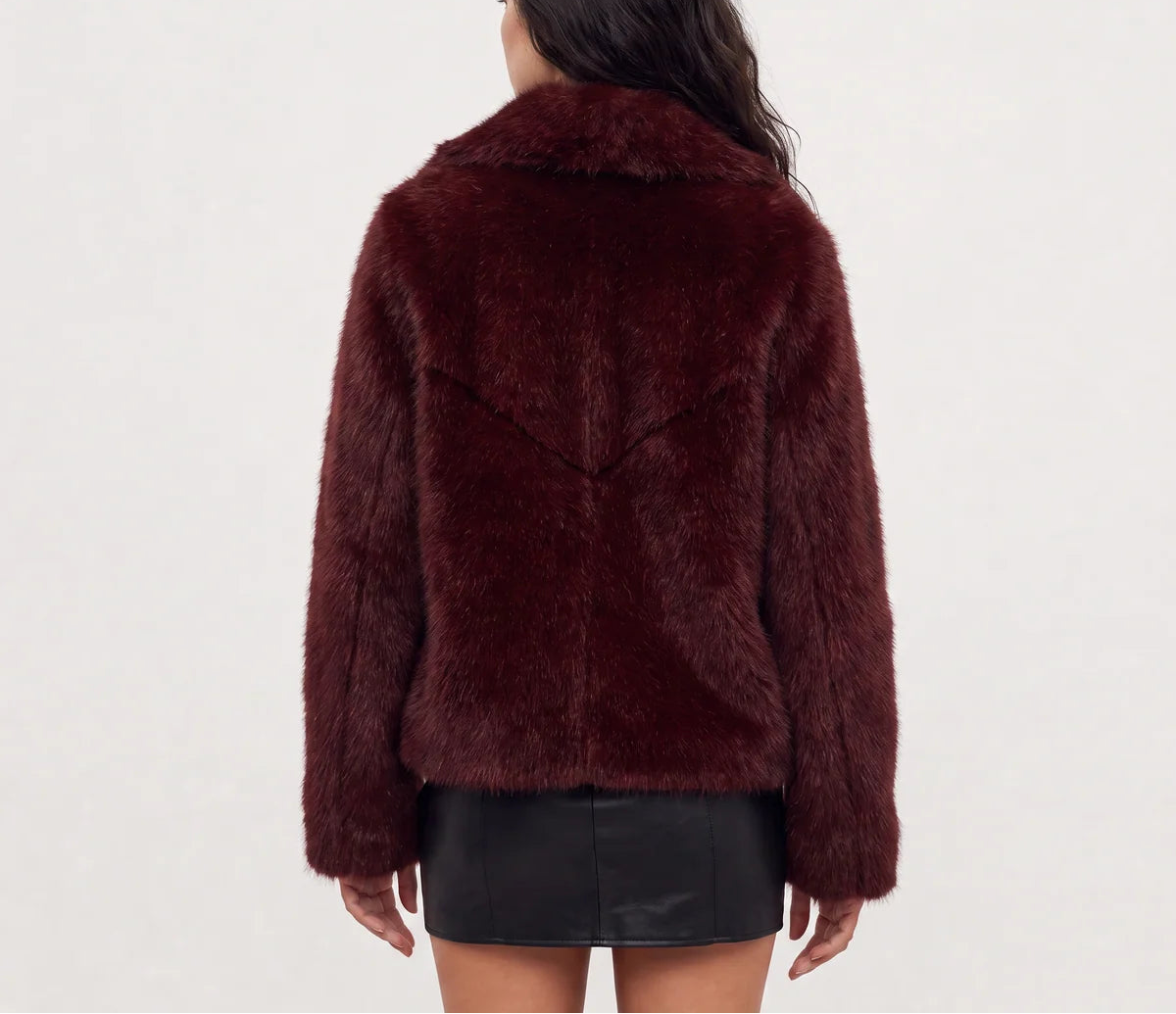 Maevine | Women's Faux Fur Coat with Wide Collar