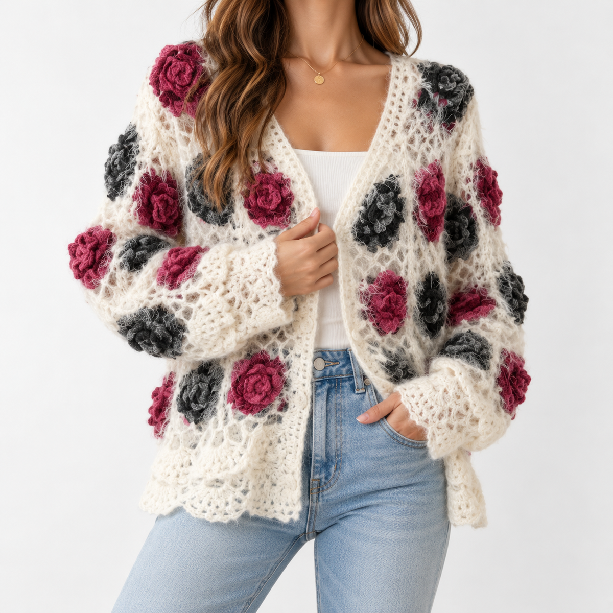 Cressida | Women's Floral Crochet Cardigan