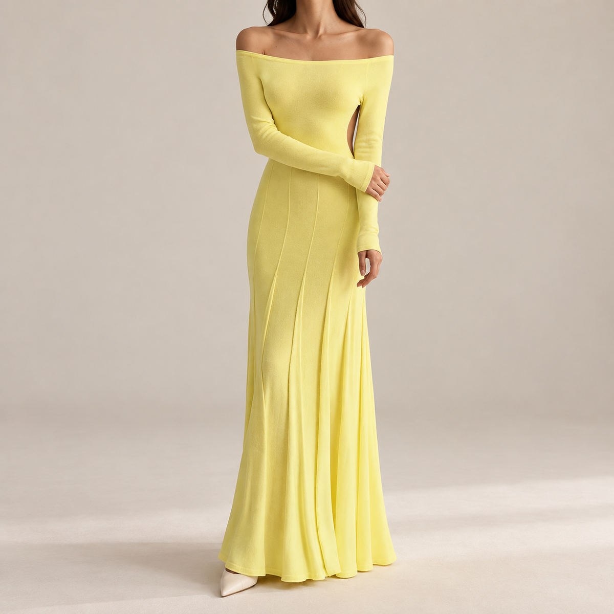 Arielle | Women's Off-Shoulder Pleated Sweater Dress