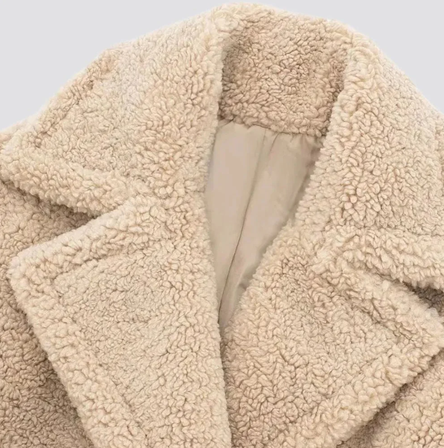 Lysanne | Women's Faux Fur Coat with Double-Breasted Front