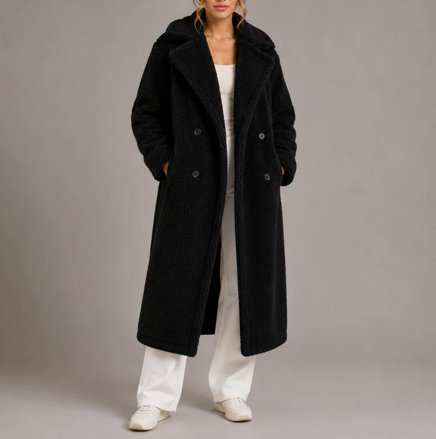 Lysanne | Women's Faux Fur Coat with Double-Breasted Front