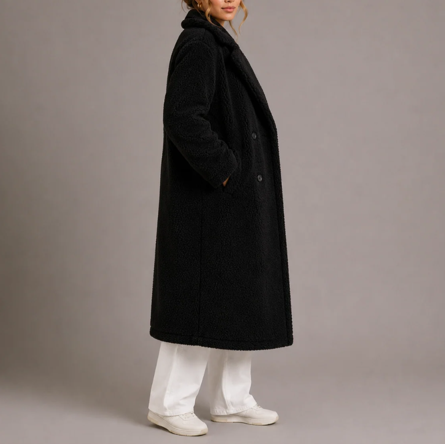 Lysanne | Women's Faux Fur Coat with Double-Breasted Front