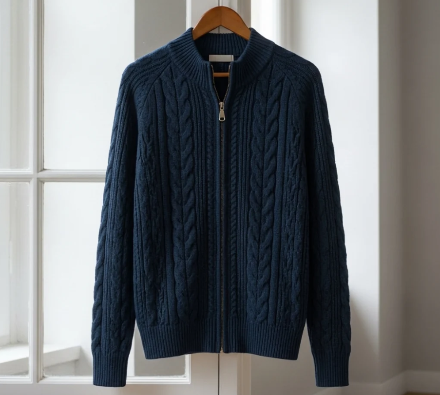 Vessira | Women's Zip-Up Knit Cardigan with High Collar
