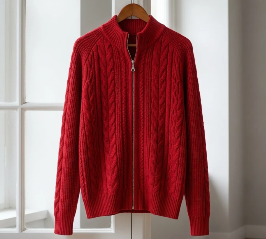 Vessira | Women's Zip-Up Knit Cardigan with High Collar