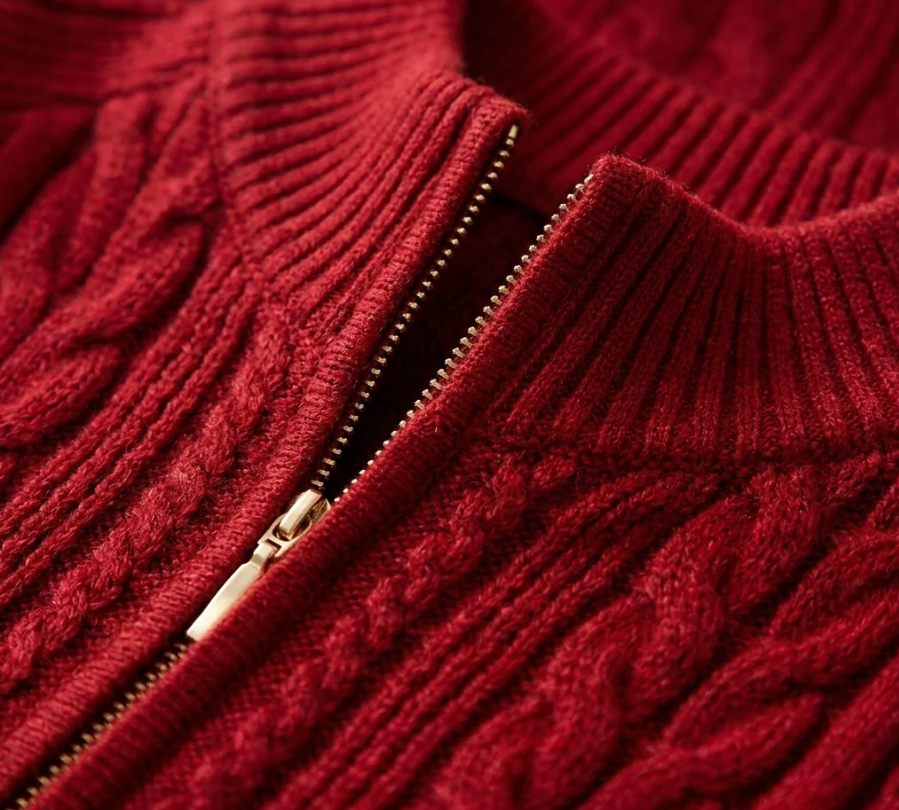 Vessira | Women's Zip-Up Knit Cardigan with High Collar