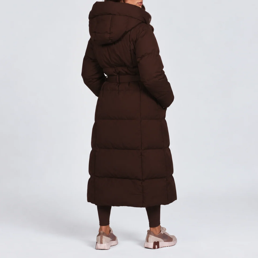Nerina | Women's Long Puffer Coat with Hood & Belt