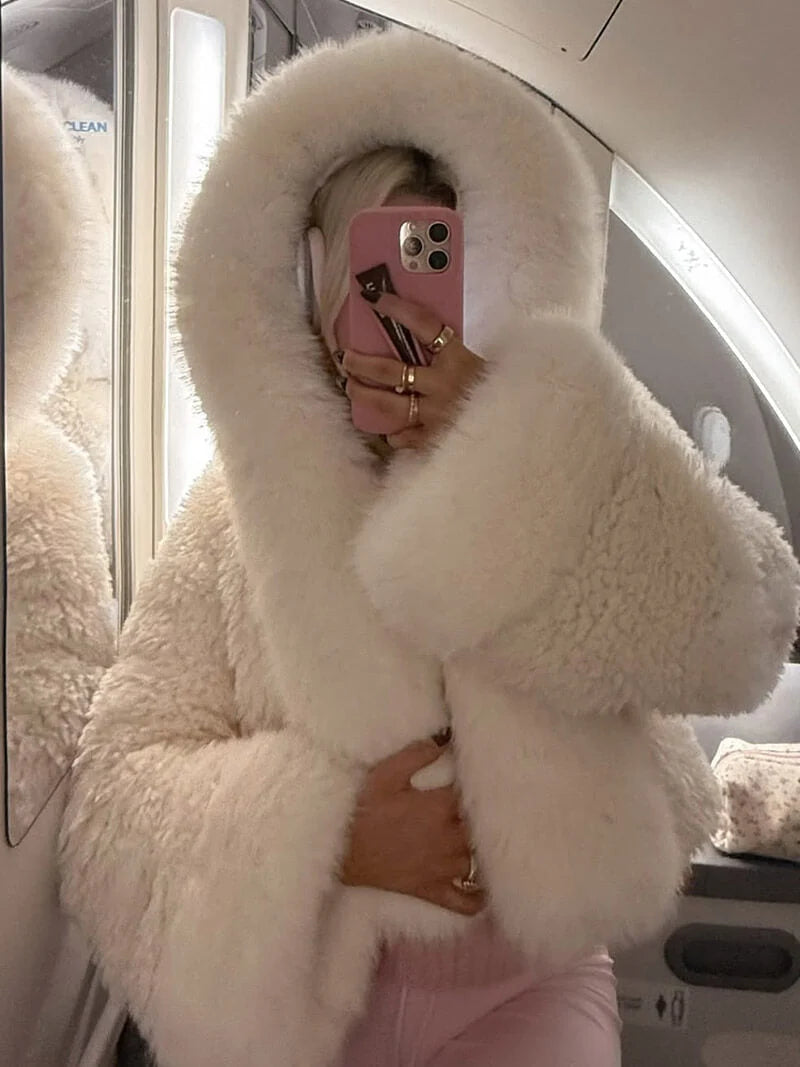 Isaline | Women's Faux Fur Coat with Oversized Hood