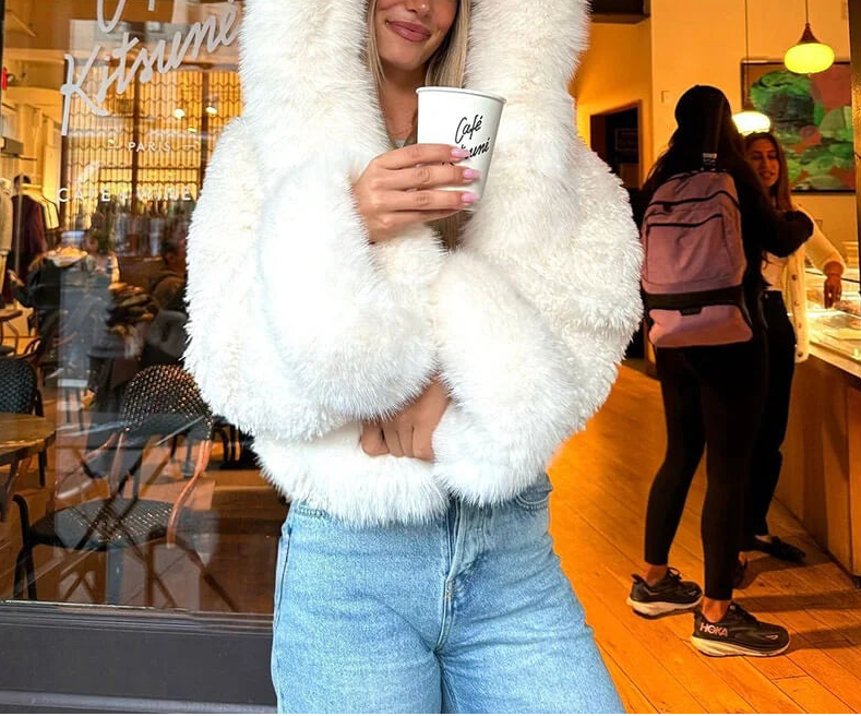Isaline | Women's Faux Fur Coat with Oversized Hood