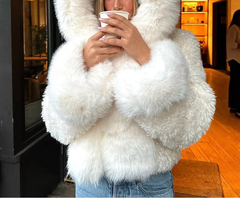 Isaline | Women's Faux Fur Coat with Oversized Hood
