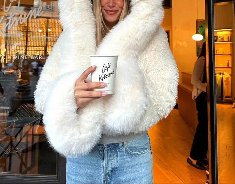 Isaline | Women's Faux Fur Coat with Oversized Hood