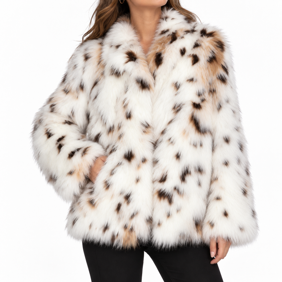 Celine | Women's Faux Fur Coat - Leopard Print