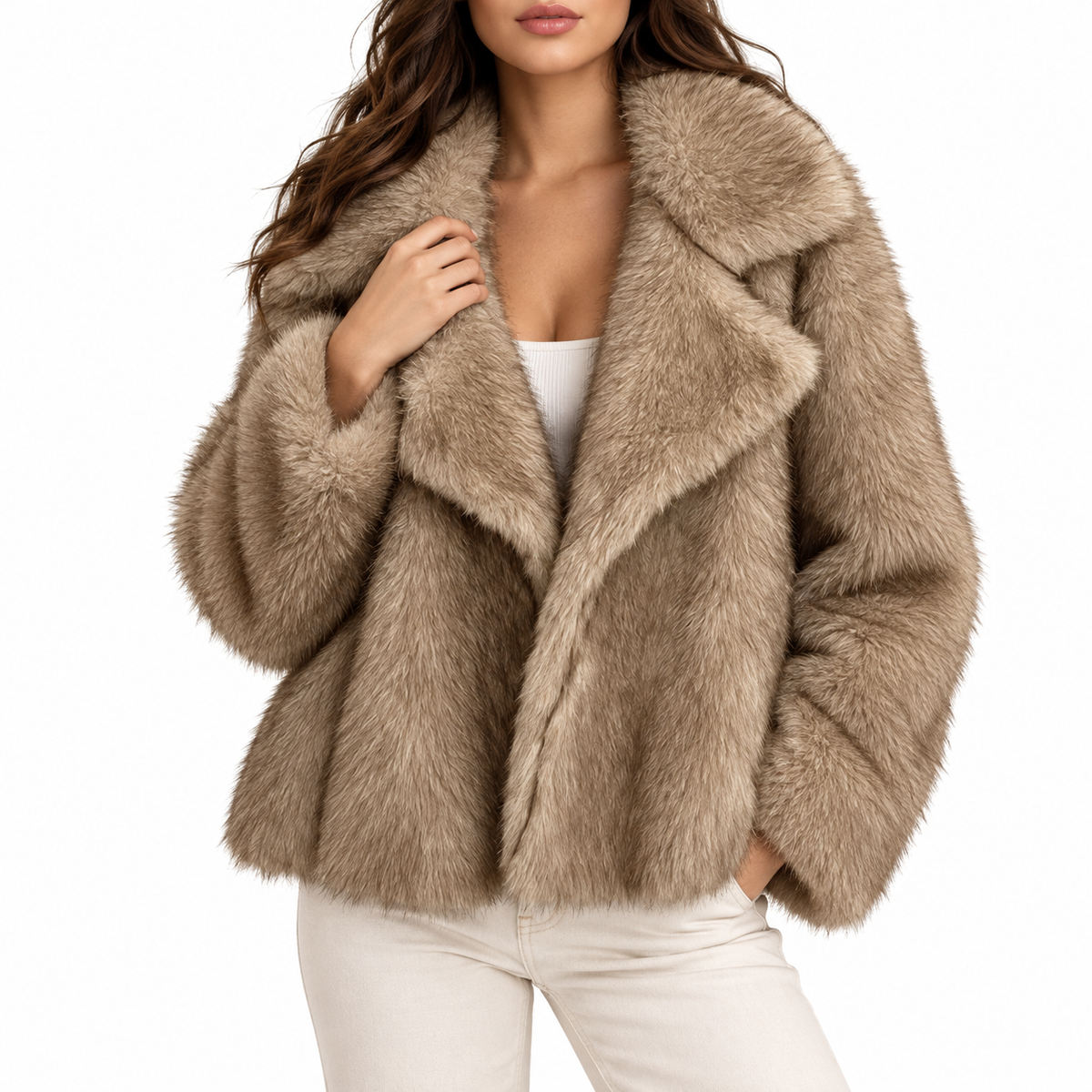 Mirielle | Women's Faux Fur Coat with Classic Collar