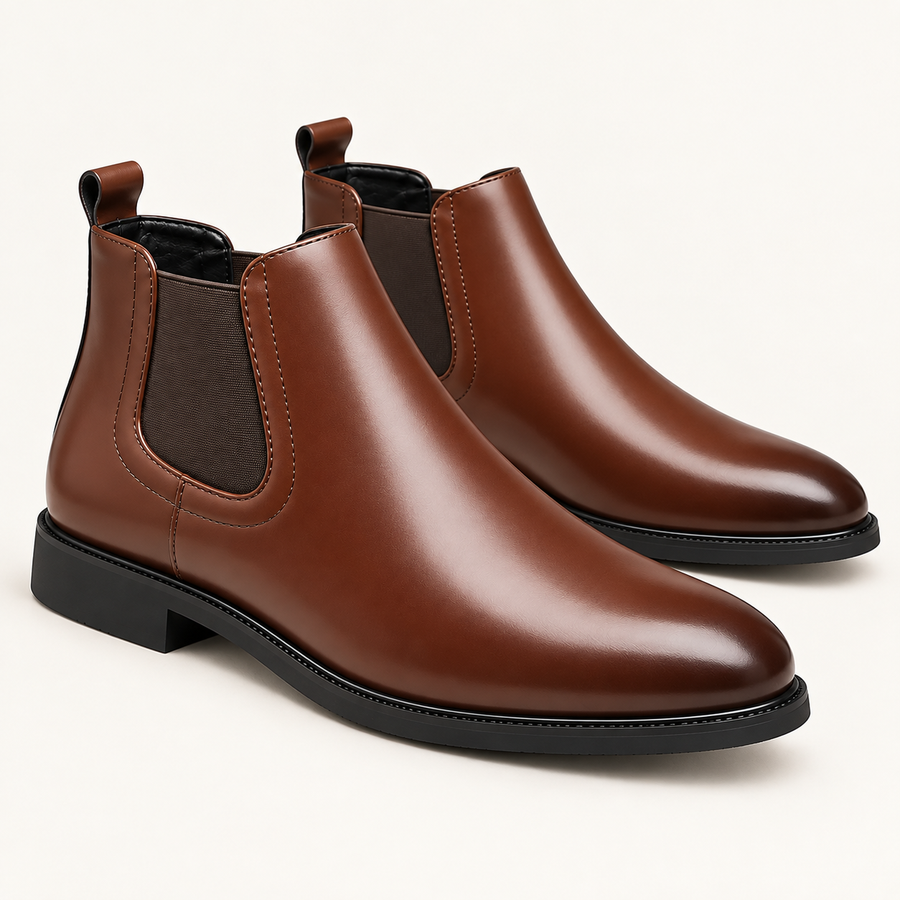 Marcus | Men's Chelsea Boots — Dark Brown Slip-On Ankle Boots