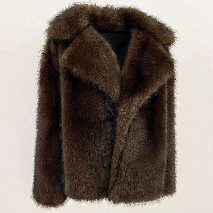 Mirielle | Women's Faux Fur Coat with Classic Collar