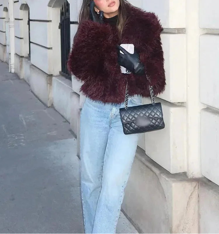 Celianne | Women's Faux Fur Coat with Statement Collar