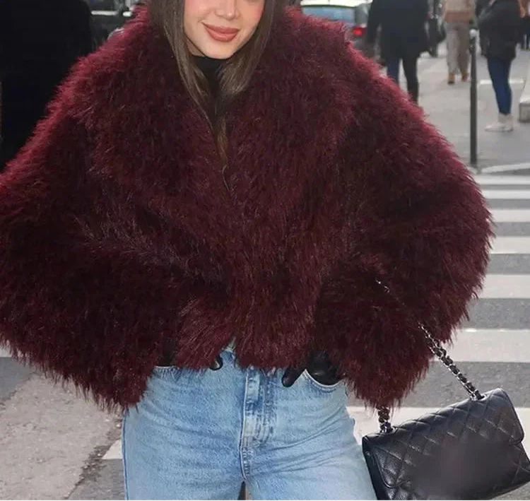 Celianne | Women's Faux Fur Coat with Statement Collar