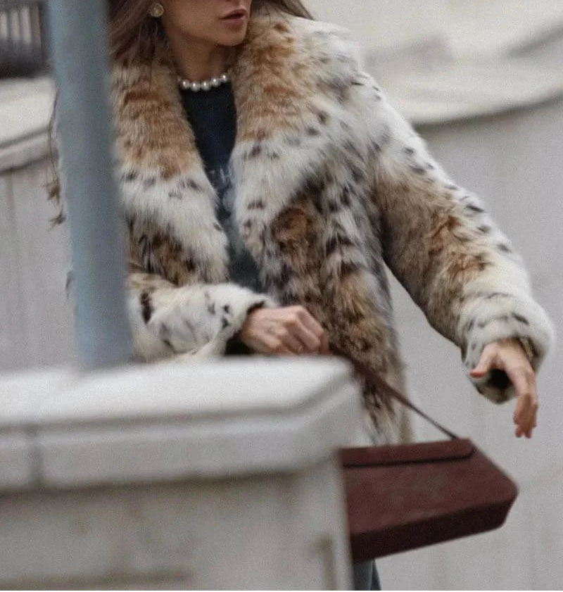 Ambrine | Women's Faux Fur Coat in Leopard Print