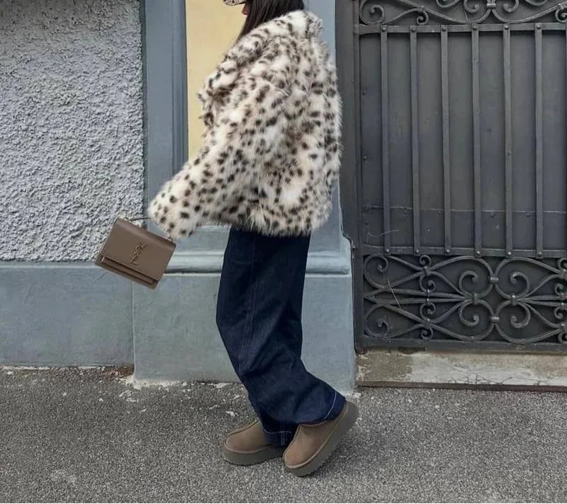 Ambrine | Women's Faux Fur Coat in Leopard Print