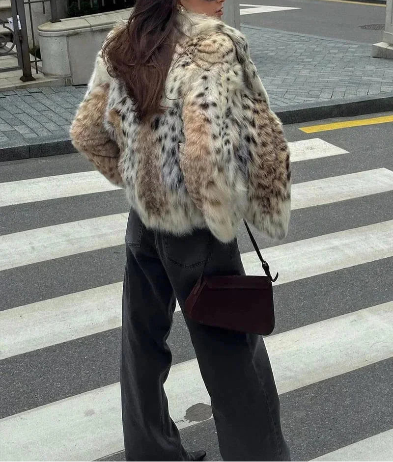 Ambrine | Women's Faux Fur Coat in Leopard Print