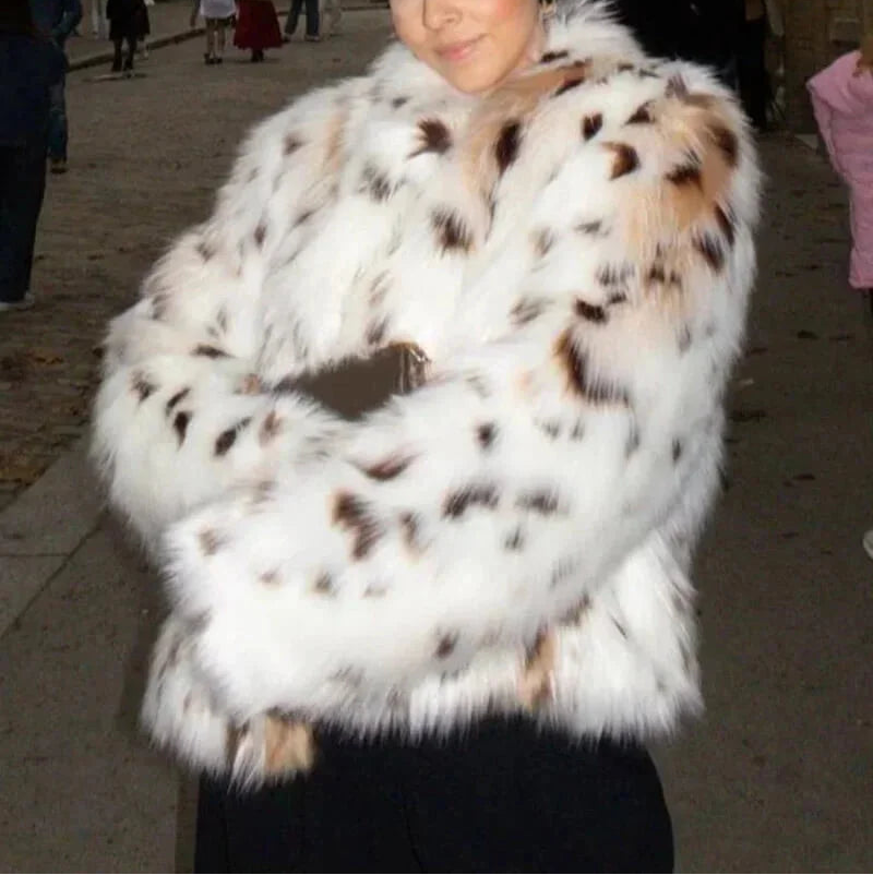 Ambrine | Women's Faux Fur Coat in Leopard Print