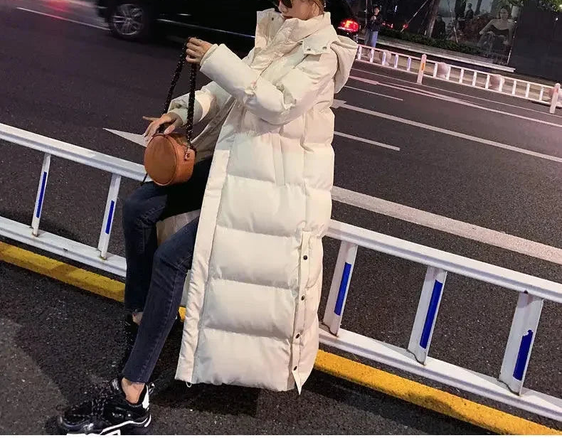 Maelle | Women's Long Puffer Coat with Removable Hood