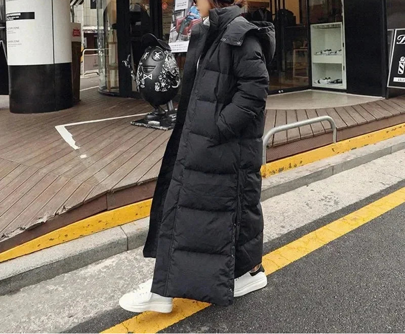 Maelle | Women's Long Puffer Coat with Removable Hood