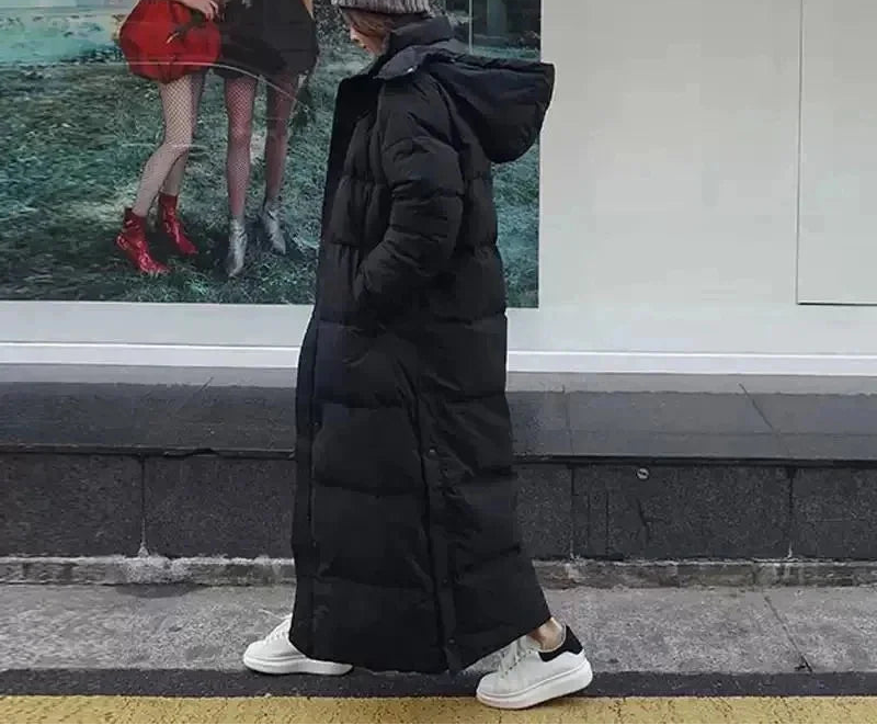 Maelle | Women's Long Puffer Coat with Removable Hood