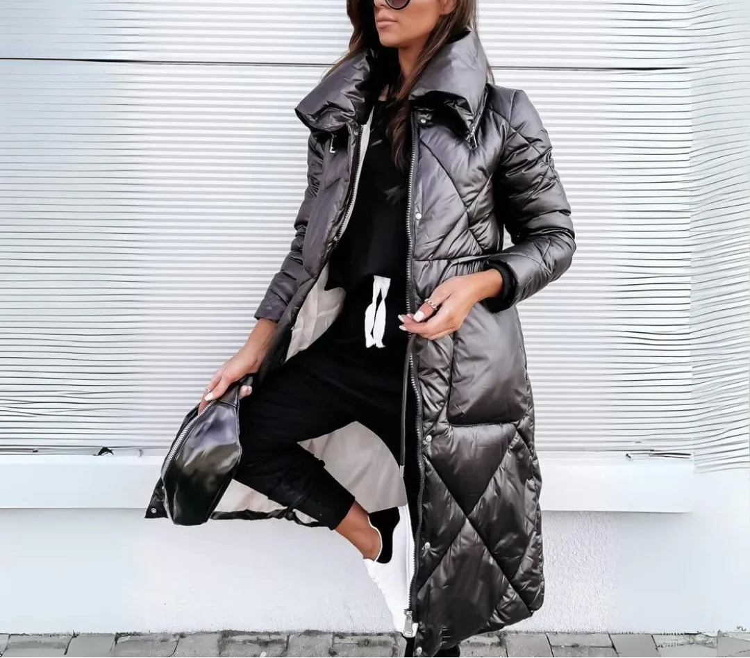 Cerynne | Women's Long Puffer Coat with Stand Collar